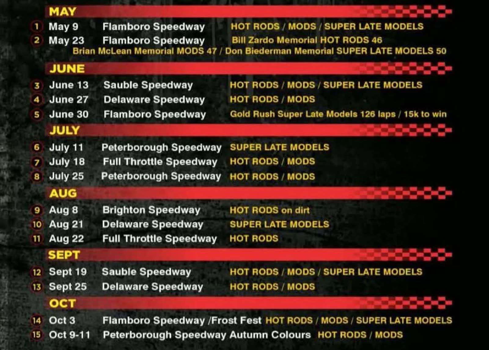 2026 OSCAAR Hot Rod Series schedule
